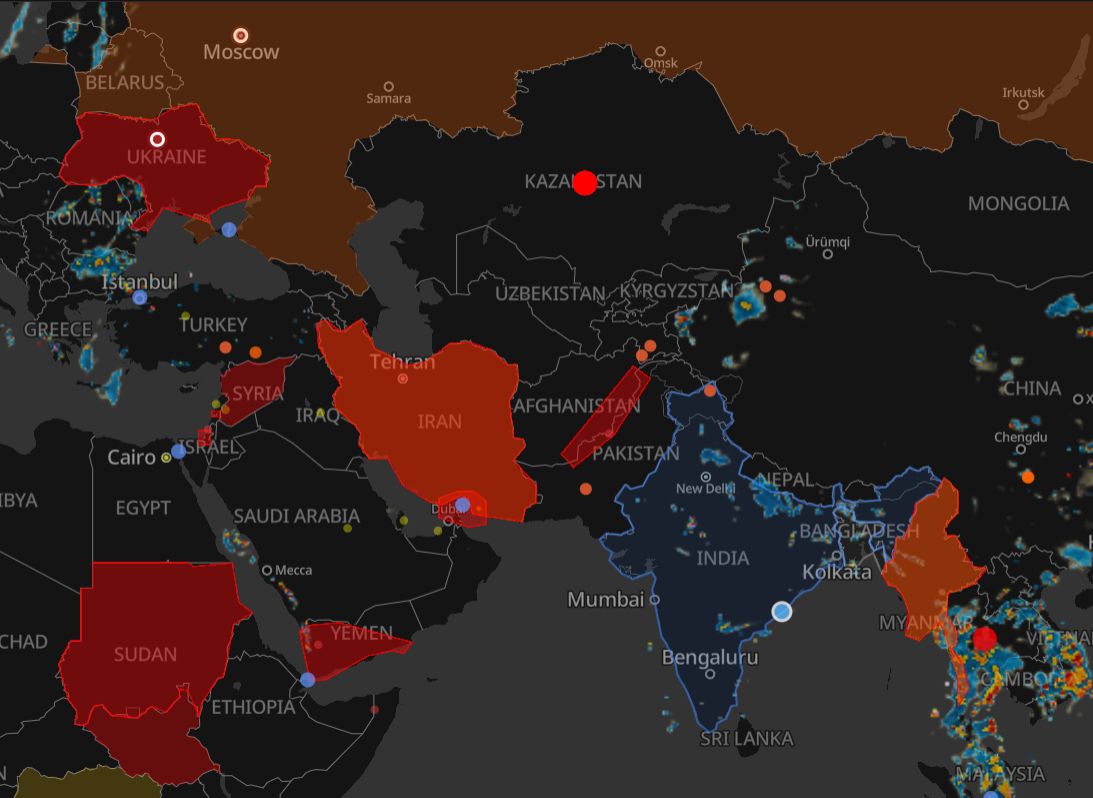 Do not travel zones September 2026. Created with WorldMonitor.